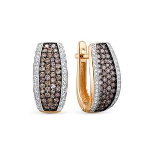 Серьги с 92 коньячными бриллиантами и 72 бриллиантами из красного золота 144621