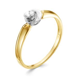Кольцо с бриллиантом 0.03 карат из лимонного золота 86255