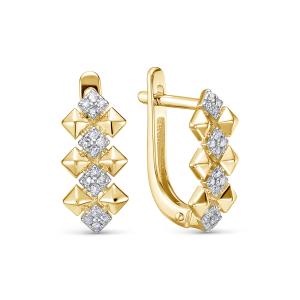 Серьги с 32 бриллиантами 0.16 карат из лимонного золота 144594