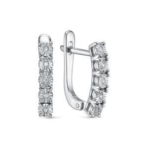 Серьги с 10 бриллиантами 0.05 карат из белого золота 143685