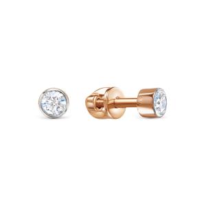 Серьги-пусеты с бриллиантами 0.218 карат из красного золота 78416