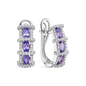 Серьги с 6 танзанитами и 108 бриллиантами из белого золота 144624