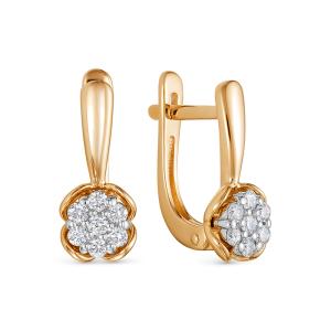 Серьги с 14 бриллиантами 0.336 карат из красного золота 136332