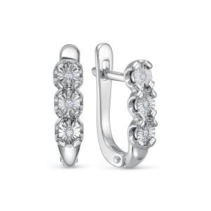 Серьги с 6 бриллиантами 0.03 карат из белого золота 143681