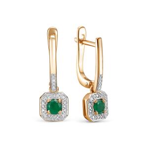 Серьги с изумрудами и 40 бриллиантами из красного золота 146427