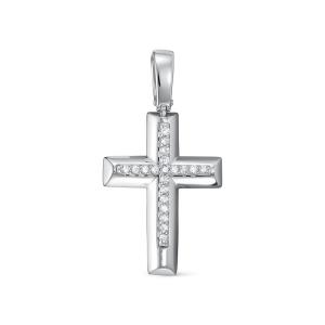 Декоративный крест с 20 бриллиантами 0.1 карат из белого золота 116714