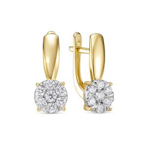 Серьги с 14 бриллиантами из лимонного золота 142823