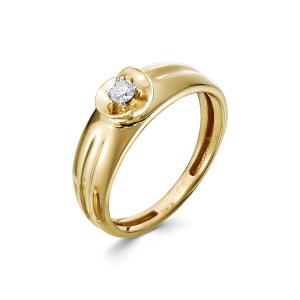 Кольцо с бриллиантом 0.1 карат из лимонного золота 99274