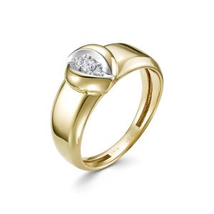 Кольцо с 3 бриллиантами из лимонного золота 99902