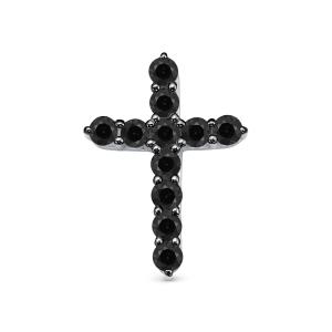 Декоративный крест с 11 черными бриллиантами из белого золота 79456