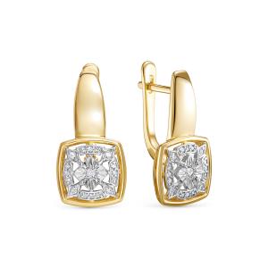 Серьги с 34 бриллиантами из лимонного золота 145693