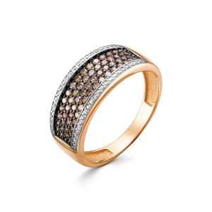 Кольцо с 62 коньячными бриллиантами и 46 бриллиантами из красного золота 142743