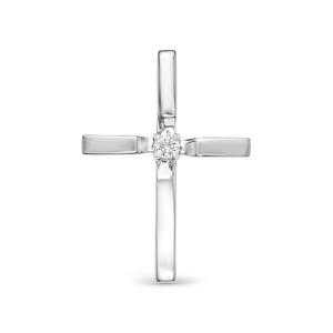 Декоративный крест с бриллиантом 0.012 карат из белого золота 61576