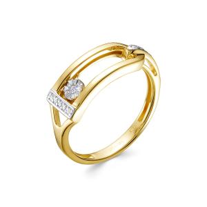 Кольцо с 19 бриллиантами из лимонного золота 143817