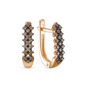 Серьги с 38 коньячными бриллиантами из красного золота 141352