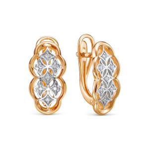 Серьги с 14 бриллиантами 0.098 карат из красного золота 142834