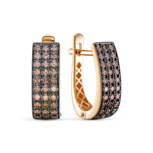 Серьги с 60 коньячными бриллиантами из красного золота 143667