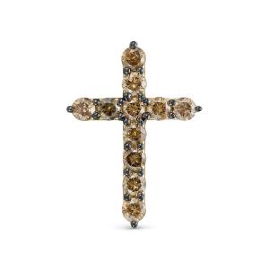 Декоративный крест с 11 коньячными бриллиантами из лимонного золота 118181