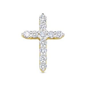Декоративный крест с 11 бриллиантами 0.605 карат из лимонного золота 79454