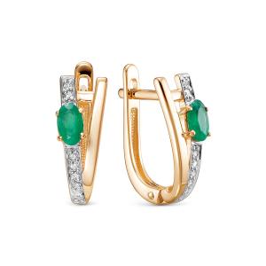 Серьги с изумрудами и 16 бриллиантами из красного золота 142840