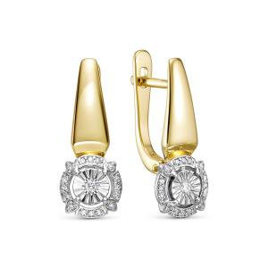 Серьги с 34 бриллиантами из лимонного золота 148261