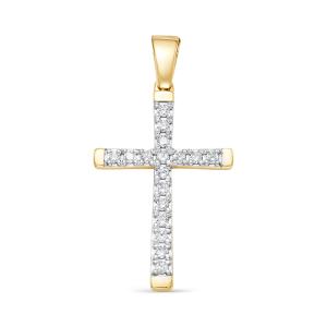Декоративный крест с 17 бриллиантами 0.272 карат из лимонного золота 61553