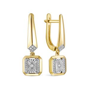Серьги с 34 бриллиантами из лимонного золота 148259