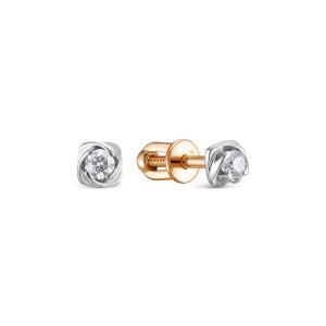 Серьги-пусеты с бриллиантами 0.16 карат из красного золота 148337