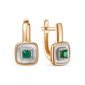 Серьги с изумрудами и 32 бриллиантами из красного золота 138859