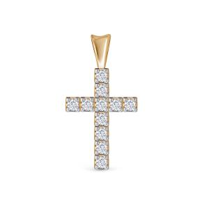Декоративный крест с 11 бриллиантами 0.353 карат из красного золота 123951