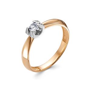 Кольцо с бриллиантом 0.12 карат из красного золота 97162