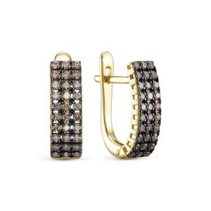 Серьги с 60 коньячными бриллиантами из лимонного золота 144616