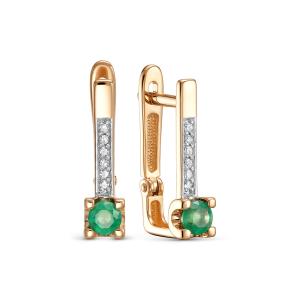 Серьги с изумрудами и 12 бриллиантами из красного золота 142846