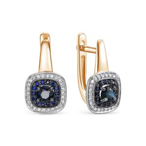 Серьги с 30 сапфирами и 52 бриллиантами из красного золота 146430