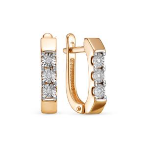 Серьги с 6 бриллиантами 0.03 карат из красного золота 143682