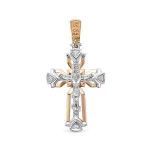Православный крест с 4 бриллиантами 0.048 карат из комбинированного золота 78148