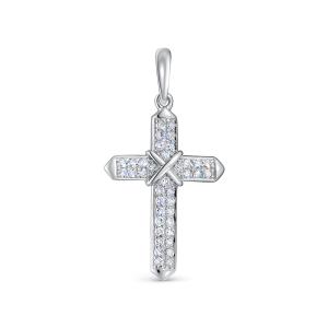 Декоративный крест с 38 бриллиантами 0.19 карат из белого золота 116709