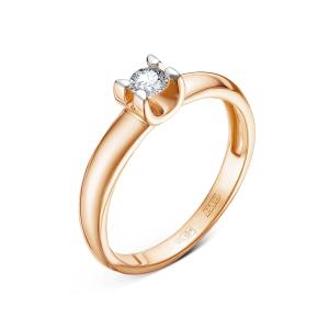 Кольцо с бриллиантом 0.155 карат из красного золота 46553