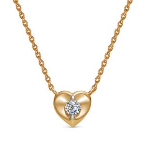 Колье с бриллиантом 0.109 карат из красного золота 141523