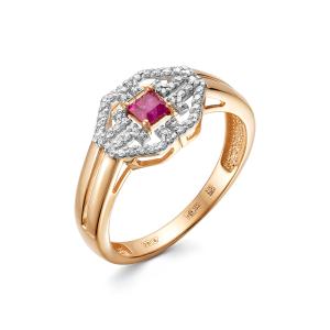 Кольцо с рубином и 48 бриллиантами из красного золота 127359