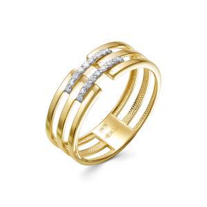 Кольцо с 18 бриллиантами 0.09 карат из лимонного золота 143833