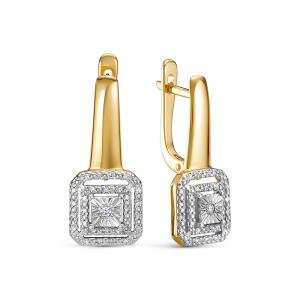 Серьги с 58 бриллиантами из лимонного золота 144605
