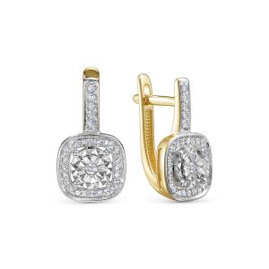 Серьги с 60 бриллиантами из лимонного золота 146407