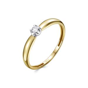Кольцо с бриллиантом 0.045 карат из лимонного золота 144089