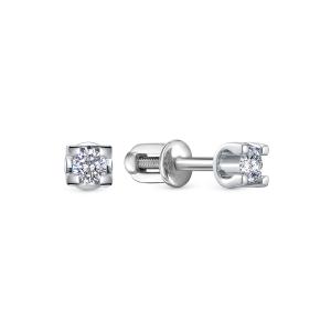 Серьги-пусеты с бриллиантами 0.16 карат из белого золота 146465
