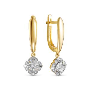 Серьги с 18 бриллиантами из лимонного золота 144602