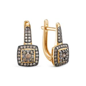 Серьги с 78 коньячными бриллиантами из красного золота 145682