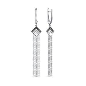 Серьги с 22 черными бриллиантами из белого золота 142825