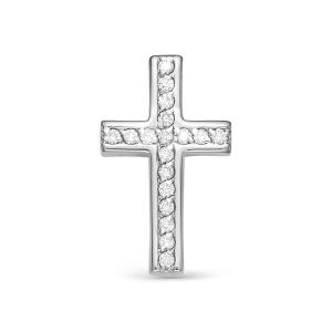 Декоративный крест с 18 бриллиантами 0.072 карат из белого золота 61564