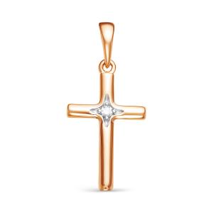 Декоративный крест с бриллиантом 0.024 карат из красного золота 61423